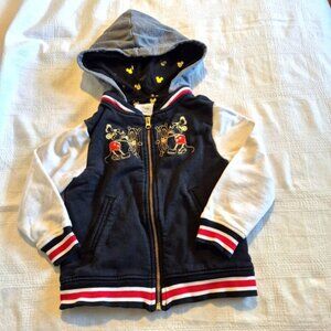 Hanna Andersson girls size 100 or 4 black Mickey lined hoodie, GUC only for fade